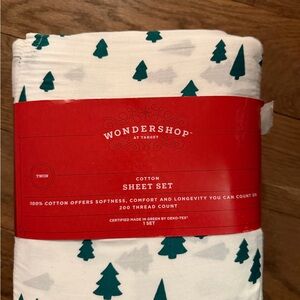 Wondershop Twin Cotton Sheet Set Christmas trees